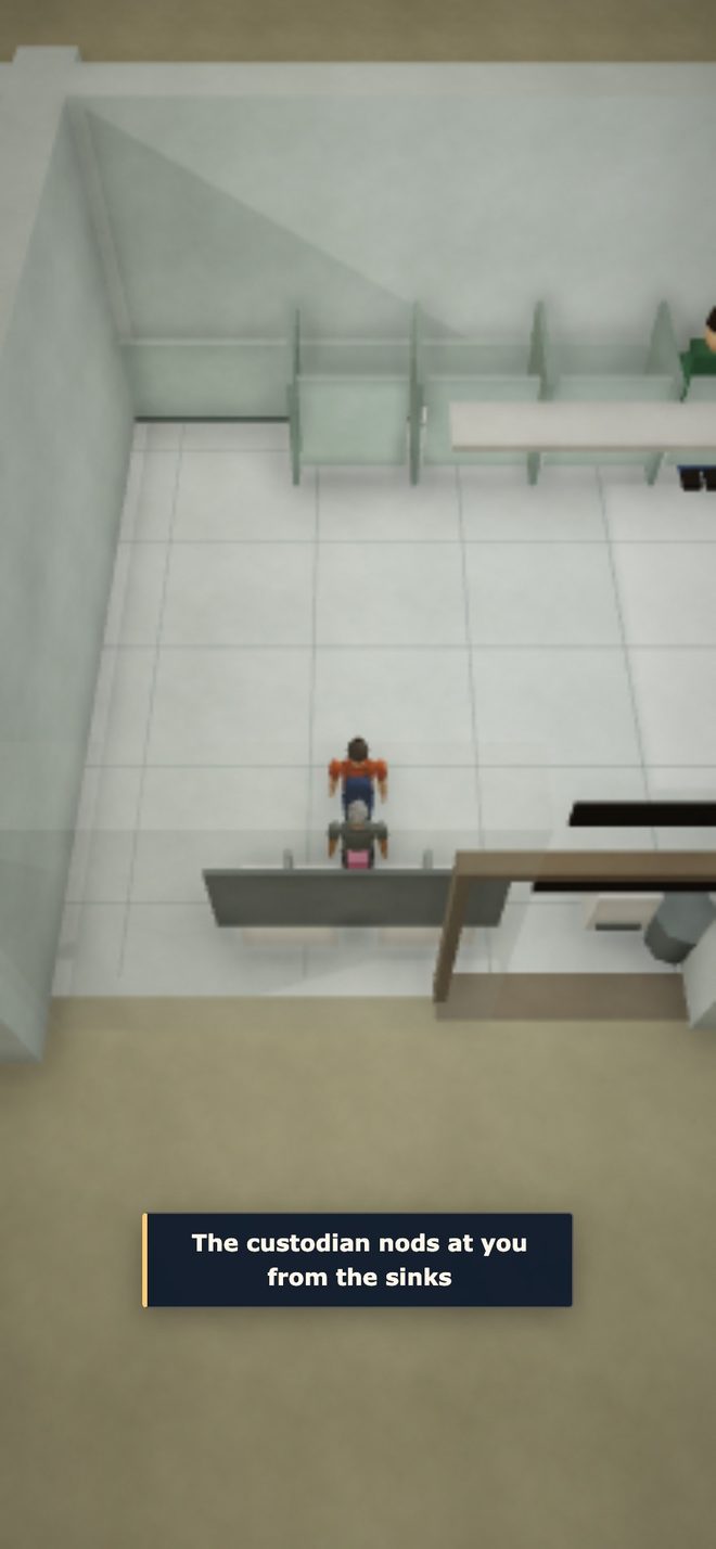 Bathroom gameplay in Shtick City