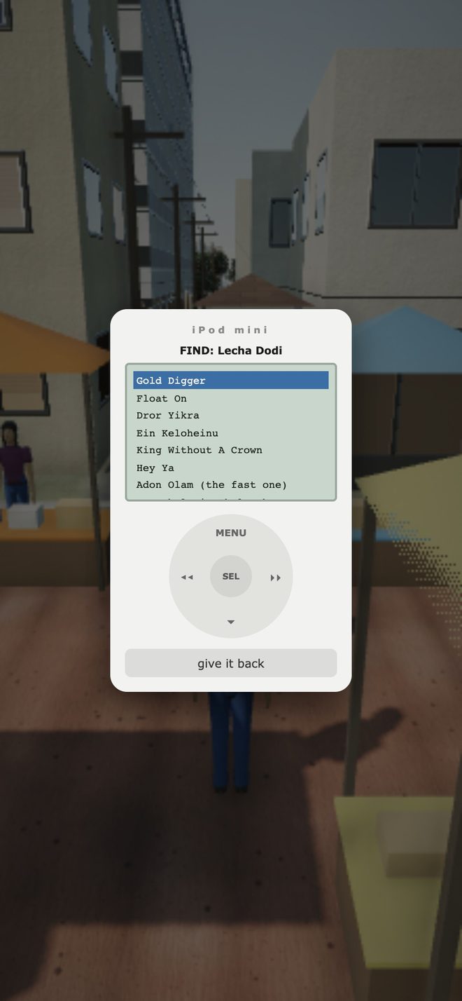 In-game iPod mini interface